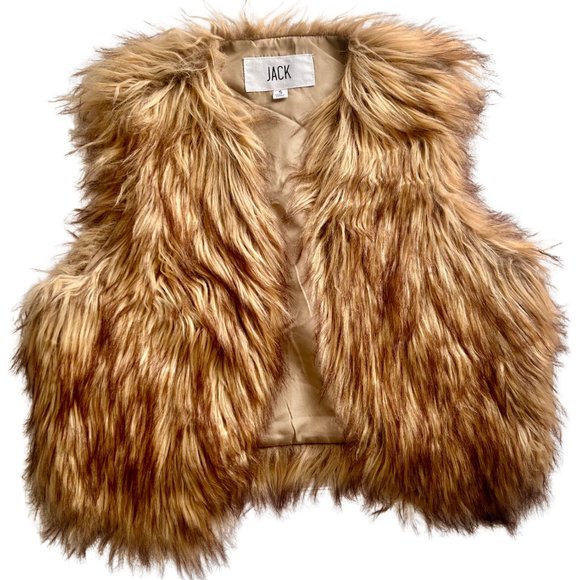 Jack by BB Dakota Jackets & Blazers - JACK Faux Fur Open Front Boho Vest: brown, tan, black